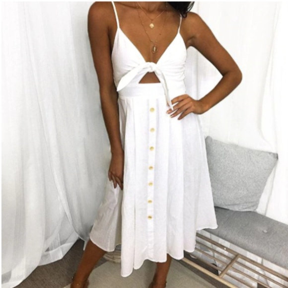 SOLD NEW UO Summer Tie Front Midi Button Sundress - Picture 7 of 7